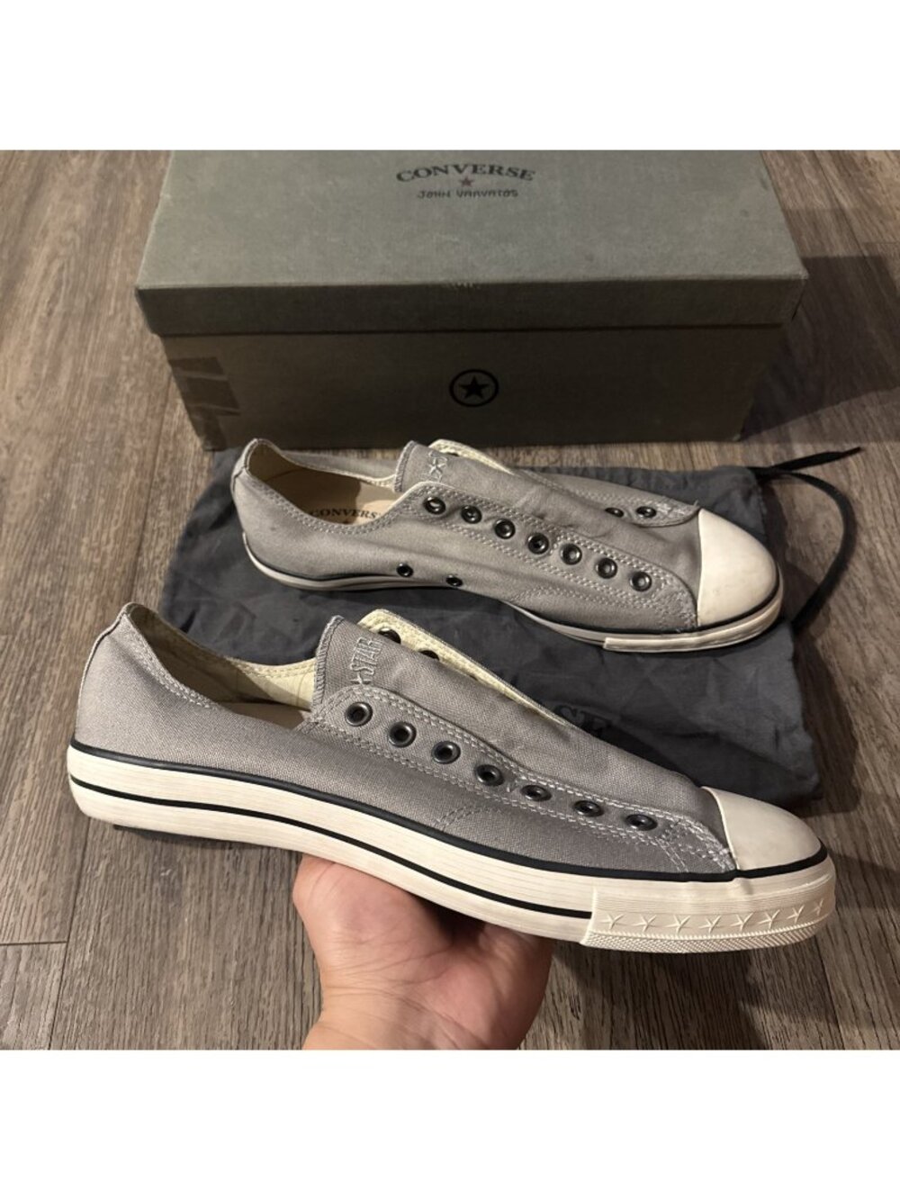 Converse John Varvatos CT Vintage Slip Pewter Canvas Slip-On Men's US 11.5 Shoes